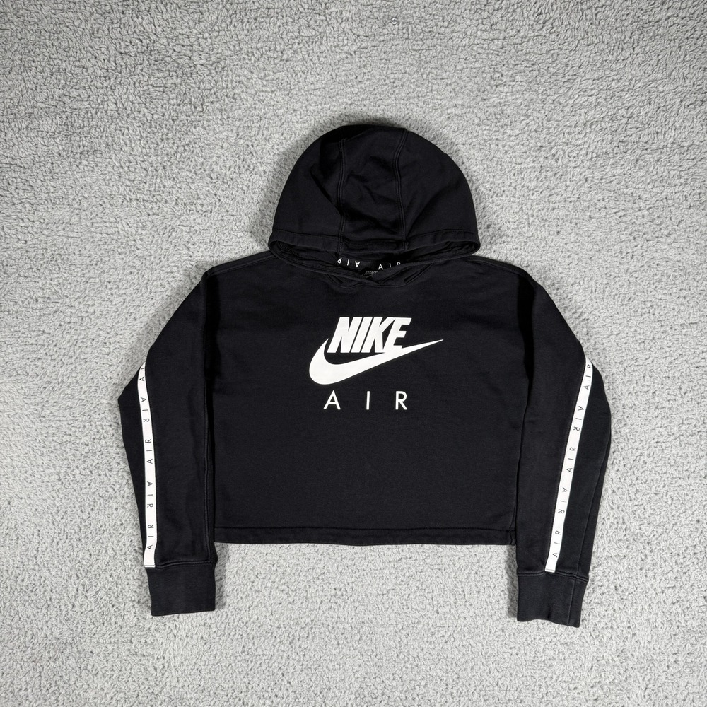 Nike Sportswear Girls' Air Cropped French Terry Hoodie Youth Large Big Logo